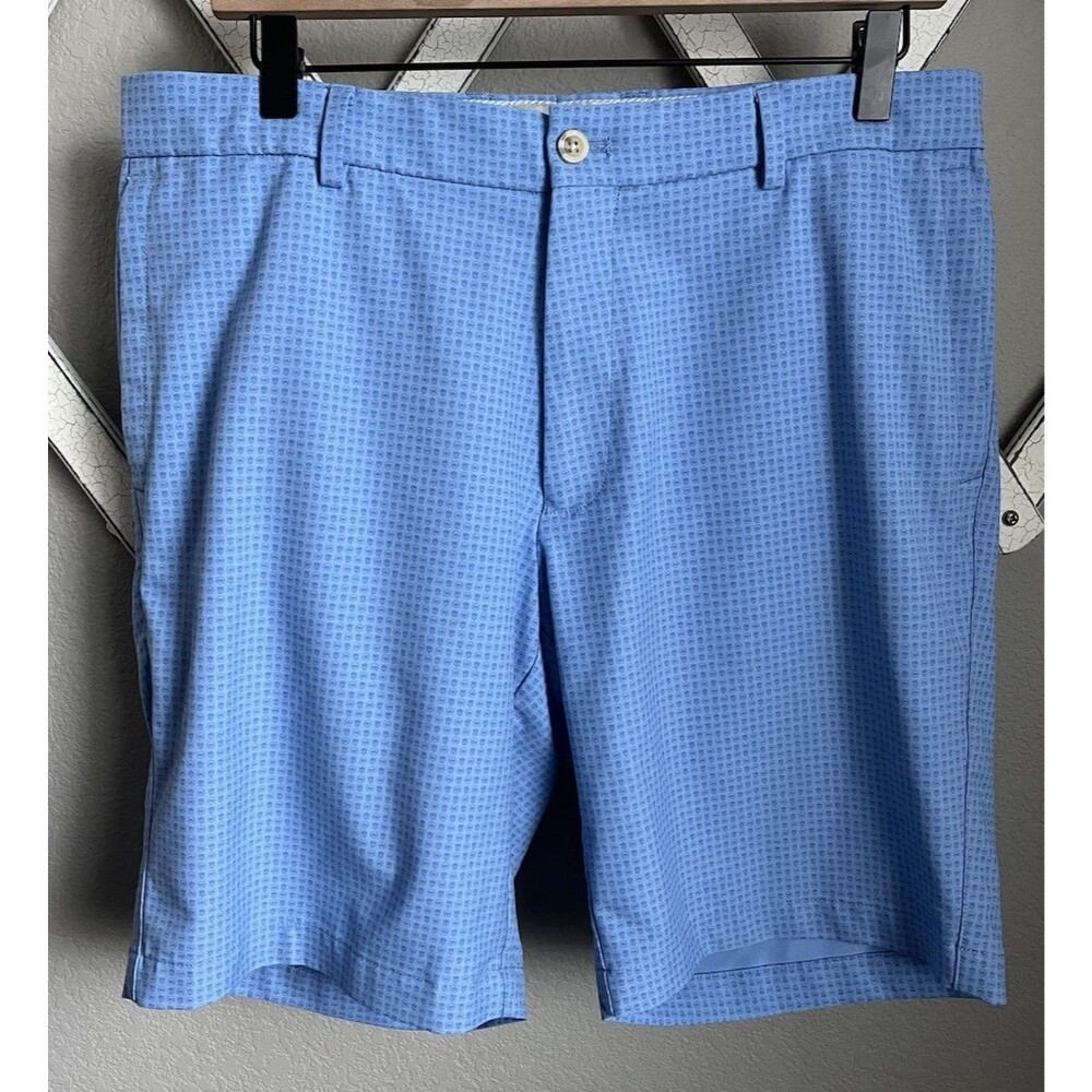 Peter Millar Men’s 33 Performance Golf Shorts All Over Crown Logo Print - Blue